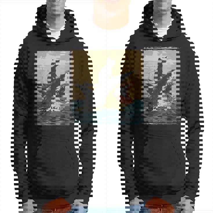 レトロ 猫 噛む サメ ユーモラス 猫 駄洒落 ミーム 猫s サメ パーカー