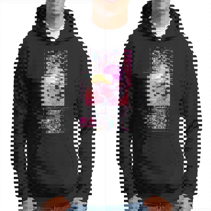 レトロなサイバーパンクヴェイパーウェーブ の 美学を取り入れた日本のサイバーパンクアニメ パーカー