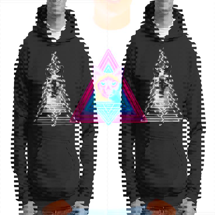 レトロな三角形のピラミッド猫のシャム猫 パーカー