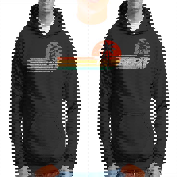 レトロスタイル トロピカル ビンテージ 夕日 ビーチ ヤシの木 パーカー