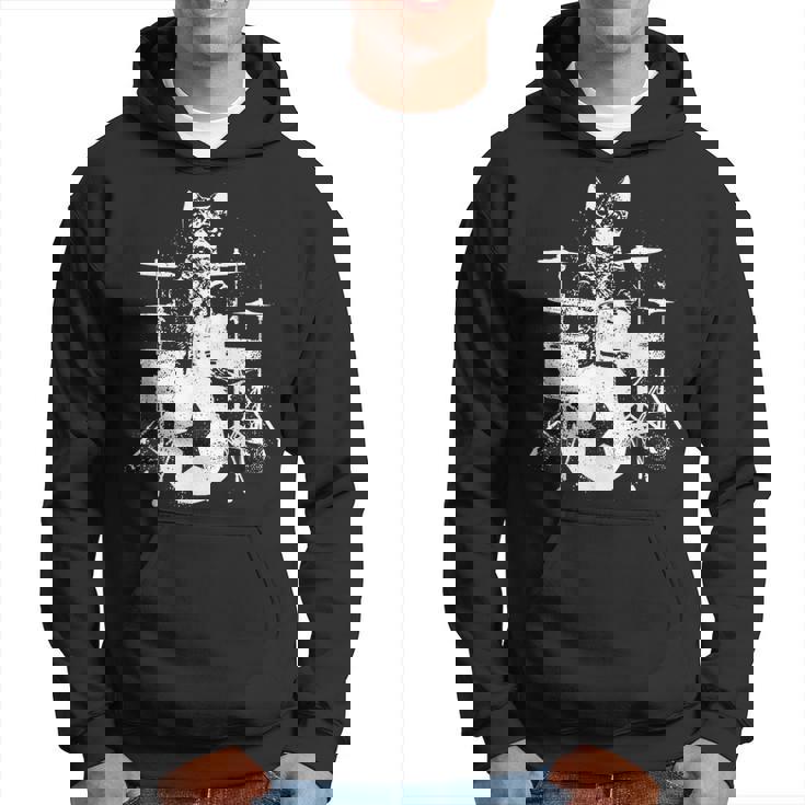 ロックスター ドラマー 猫 ドラム演奏 ミュージシャン バンド 音楽好き パーカー