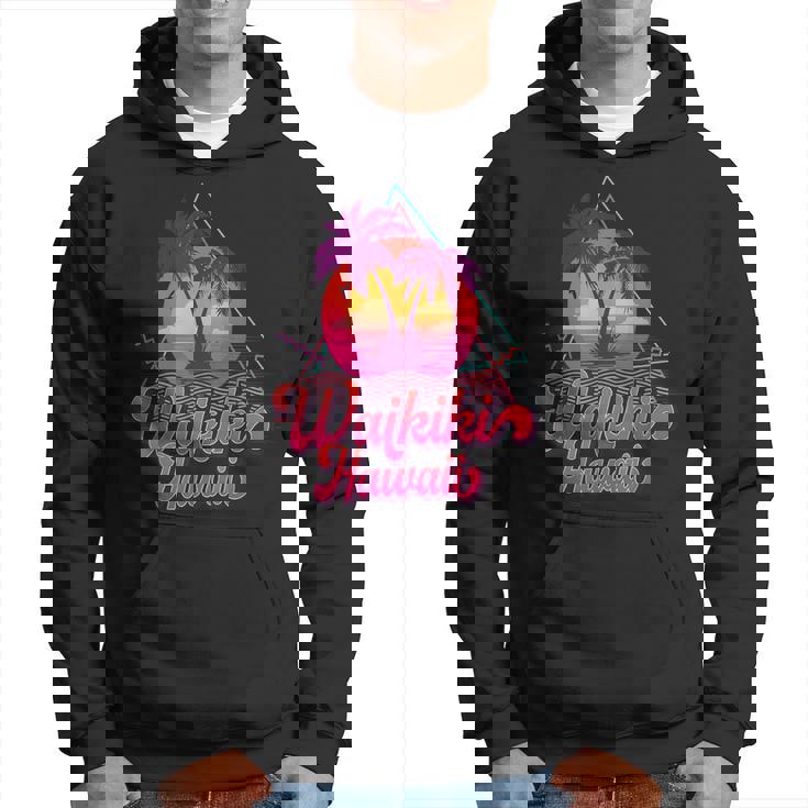 ワイキキ ビーチ バケーション ハワイ サーフ サンセット サーファー レトロ 80年代 パーカー