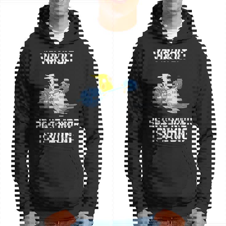 ワークアウト Because Murder Is Wrong 面白いオウム オカメインコ 鳥 パーカー