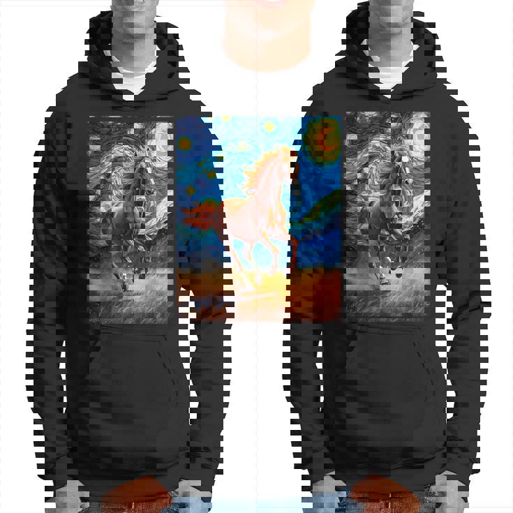 ヴァンゴッホの星空の夜ワイルドホースマスタングアニマル愛好家 パーカー