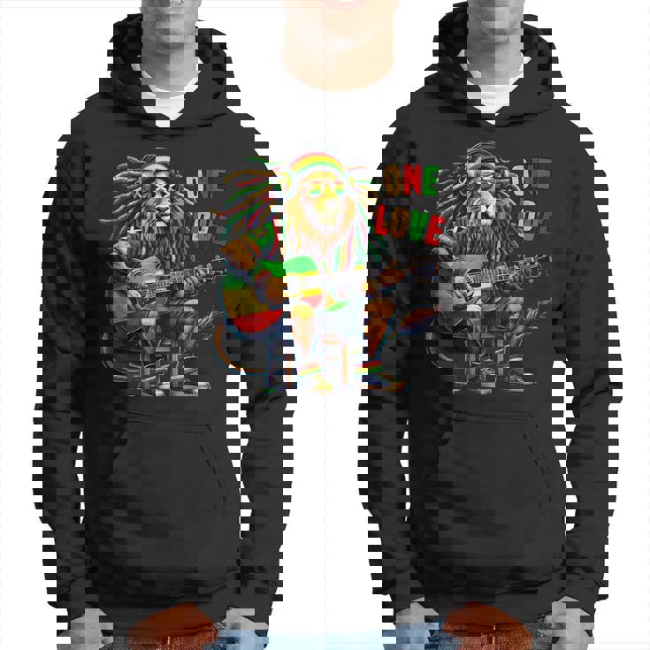 ヴィンテージ ラスタ ライオン レゲエ 音楽 One Loveibe ギター グラフィック パーカー