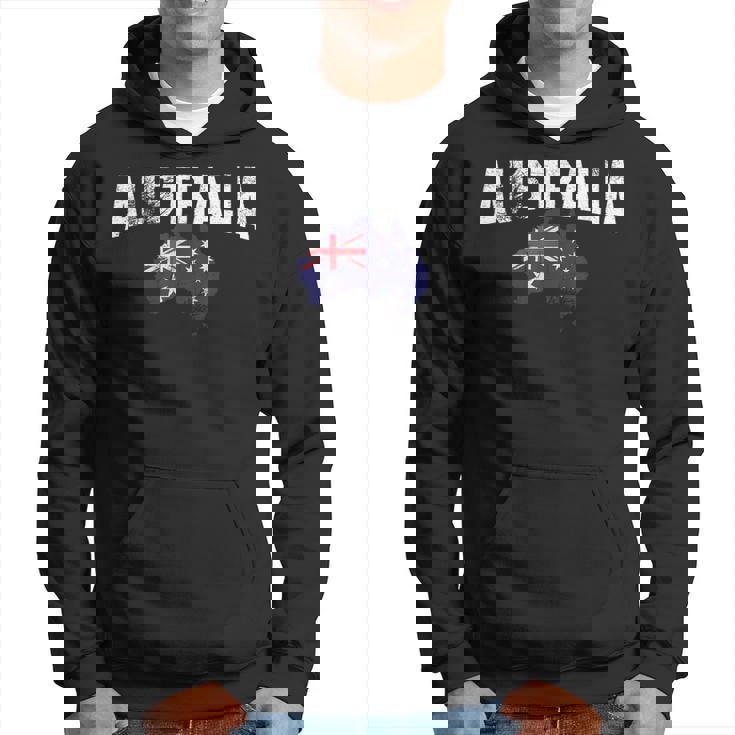 ヴィンテージオーストラリア地図、オーストラリア国旗お土産tシャツ。 パーカー