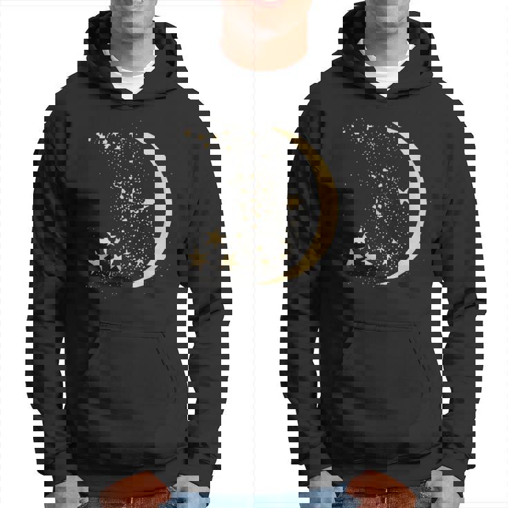 ヴィンテージ三日月と星宇宙アートイラストtシャツ パーカー