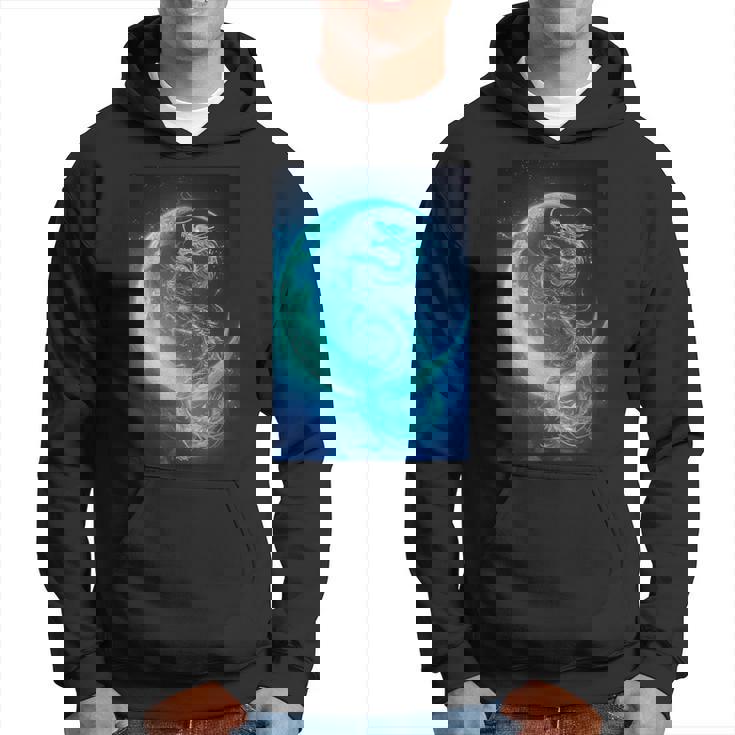 三日月のドラゴン ブルーギャラクシー天文学 アート パーカー