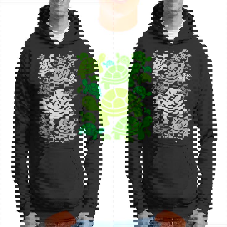 亀柄 カートゥーン アウトライン 面白いカメ パーカー