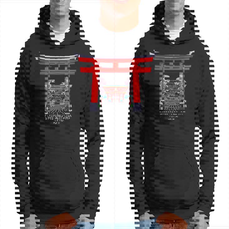 京都、日本、鳥居伏見稲荷大社、手描きデッサン パーカー