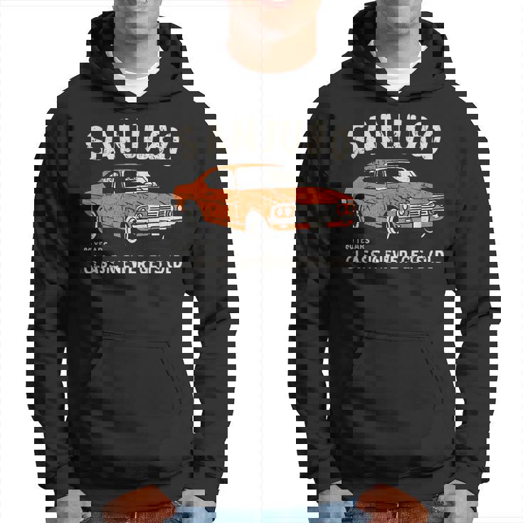 傘寿祝い 車好き お父さん 男性 クラシックカー 80歳 Classic Never Gets Old パーカー