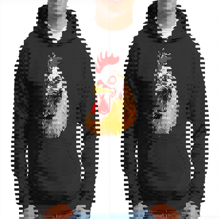 動物愛好家のための大胆な農場の鶏の頭のアート パーカー