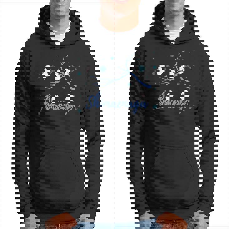 北海道 冬の風景 シマエナガのイラスト 雪の結晶 可愛い小鳥 パーカー