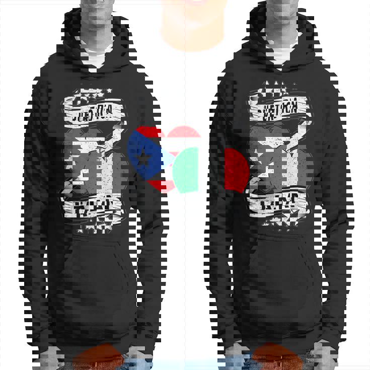 半分イタリア半分プエルトリコの国旗 ハート イタリア プエルトリコ パーカー