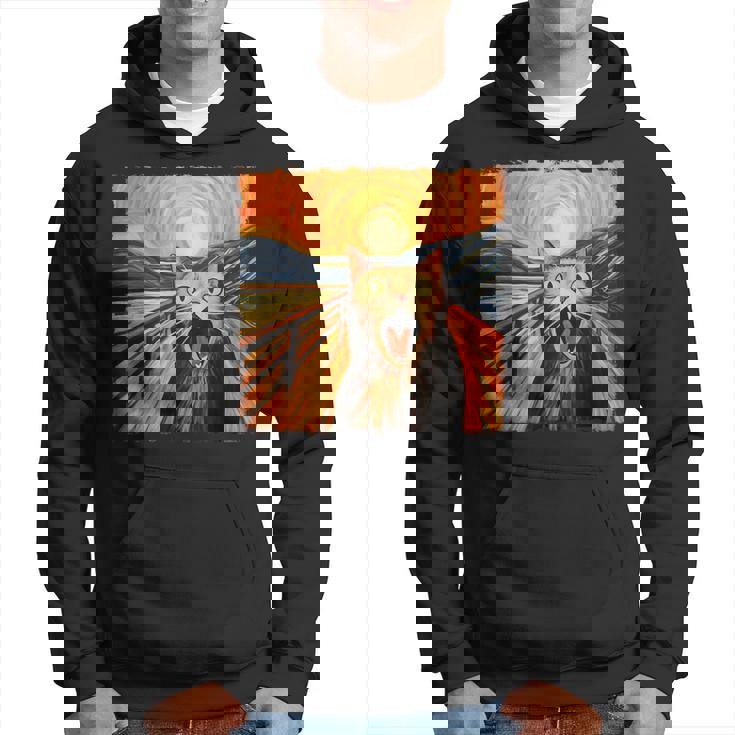 叫ぶ猫、エドヴァルド・ムンク風、面白い猫 パーカー