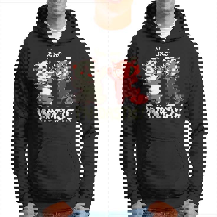 君はパンダスティックだよハイタッチのレッサーパンダとパンダ パーカー