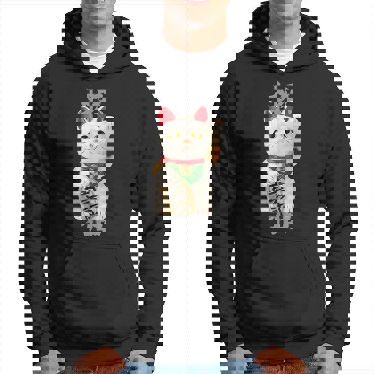 和風招き猫デザイン 縁起物アート 招福と金運アップ パーカー