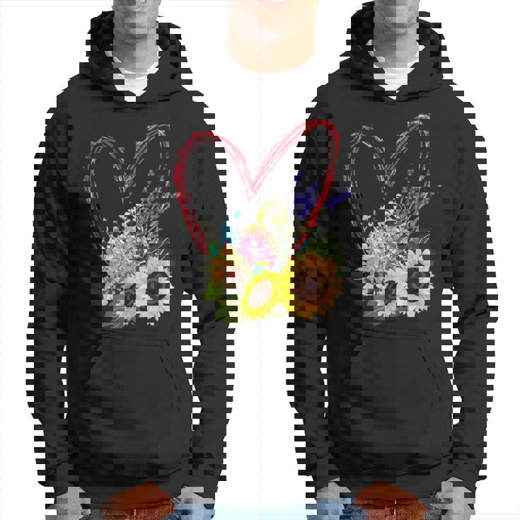 夏の花のデザイン、ひまわり、ラベンダー、アジサイ パーカー