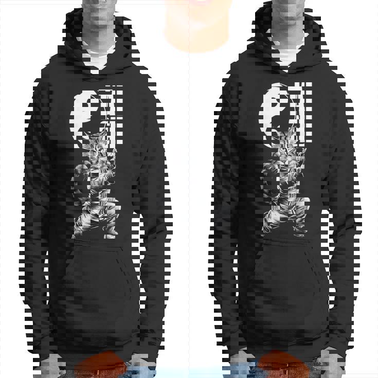 太極拳武術の陰陽を演じるかわいい猫 パーカー