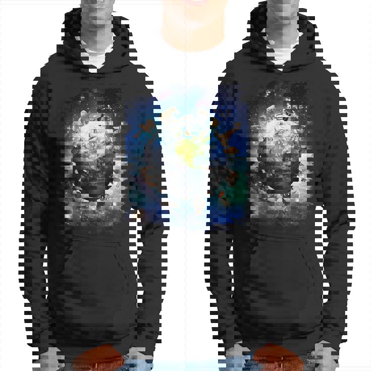 宇宙地球動物グループシーン パーカー