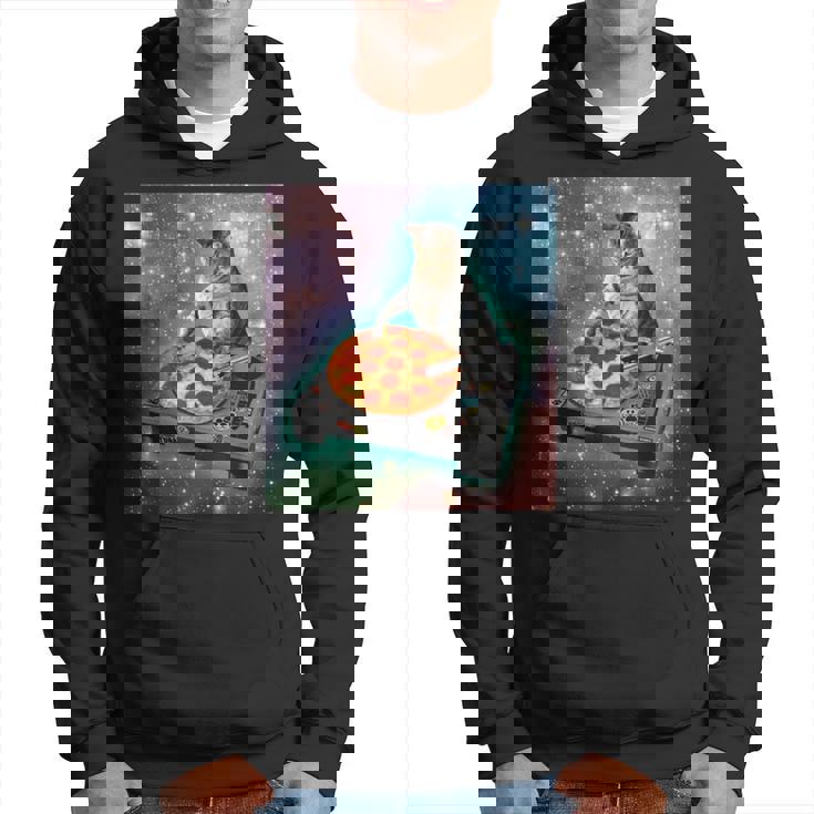 宇宙宇宙 ギャラクシー 宇宙 猫 ピザ Dj 面白い かわいい コズミック パーカー