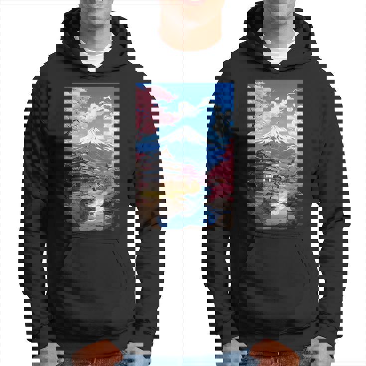 寺と富士山のある日本の風景 パーカー