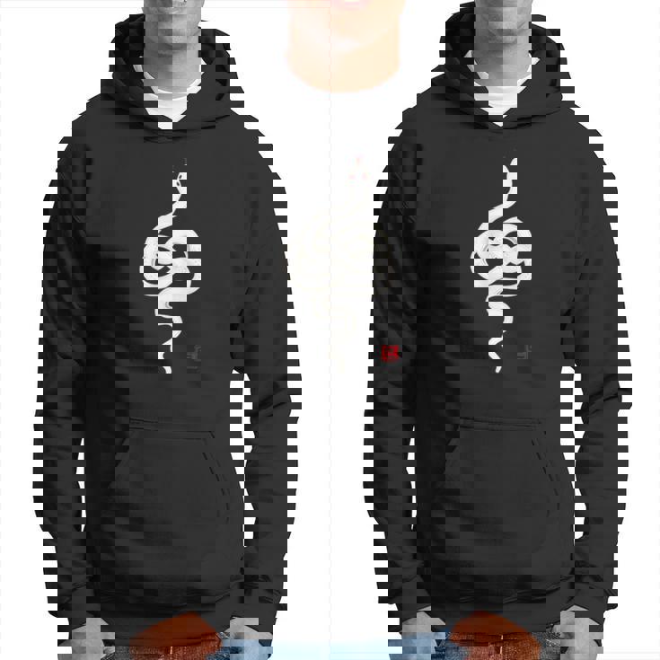 巳年 シンプルな白蛇デザイン 幸運を願うお守り パーカー