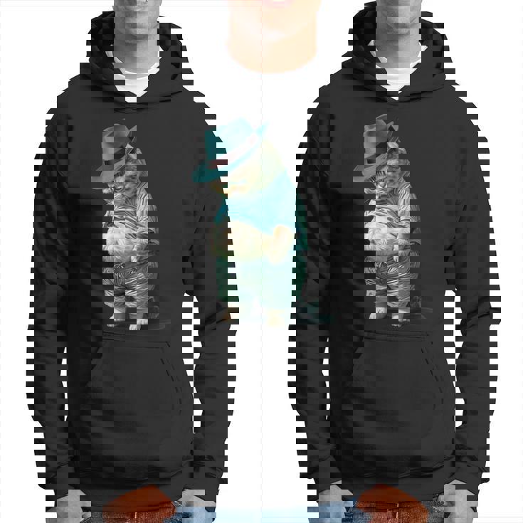 帽子をかぶった面白い太った猫 Ia アート デザイン太った子猫猫愛好家 パーカー