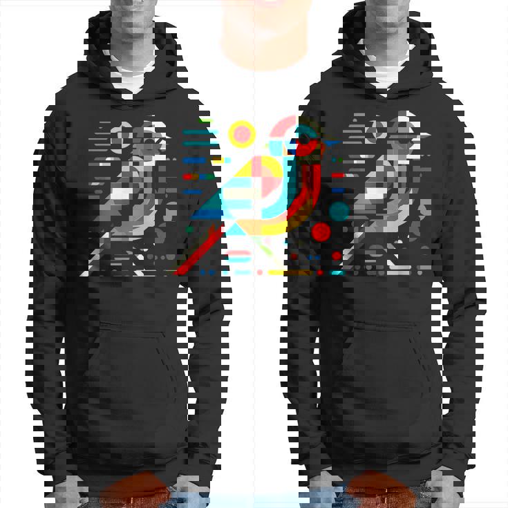 幾何学的 ミニマリズム モダン イラスト スズメ 鳥 アート パーカー