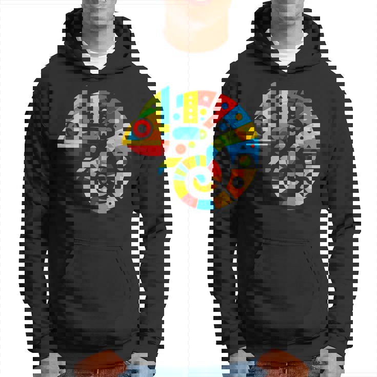 幾何学的ミニマリズム イラスト カメレオン 爬虫類 パーカー