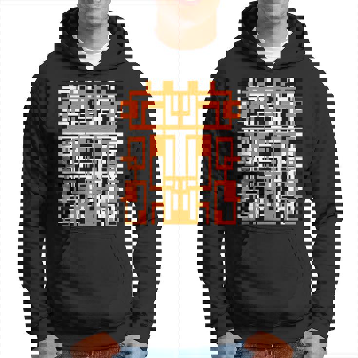 幾何学的図形 パターン オレンジ 白 黒 背景 パーカー