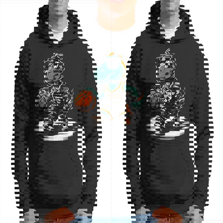 恐竜 バスケットボール T-Rex スポーツプレーヤー コーチ 面白い 男の子向け パーカー