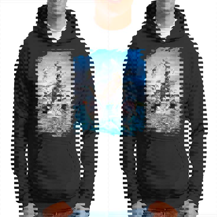 恐竜乗馬サメ ビーチオーシャンサメ サングラス 面白い パーカー