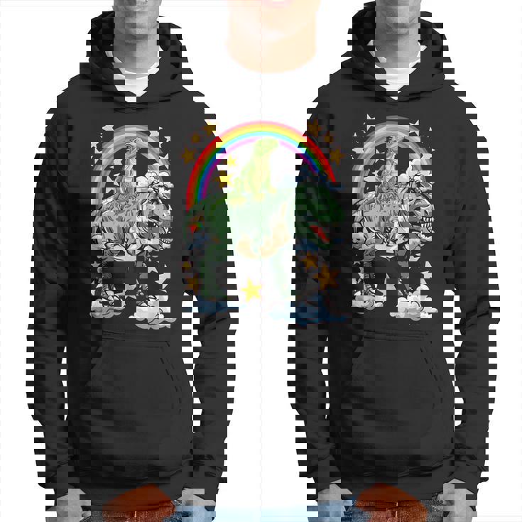 恐竜恐竜に乗る緑のイグアナ パーカー