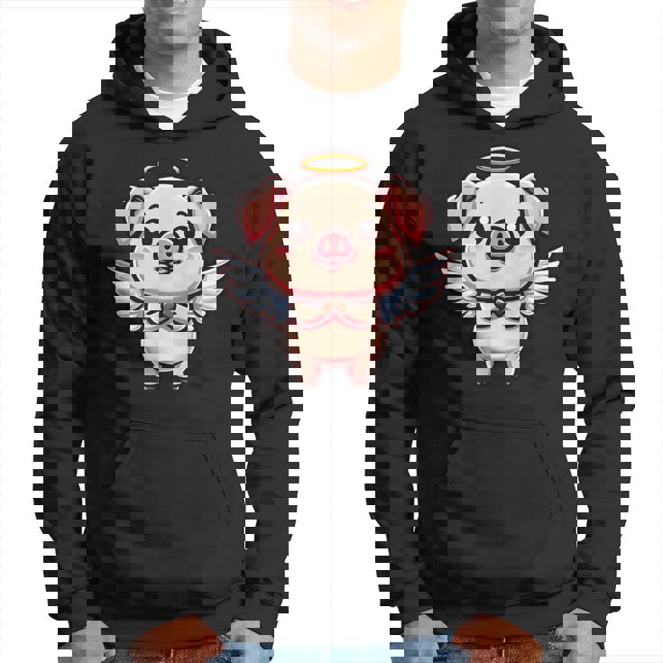 愛らしい天使の豚の漫画とハロー。 パーカー