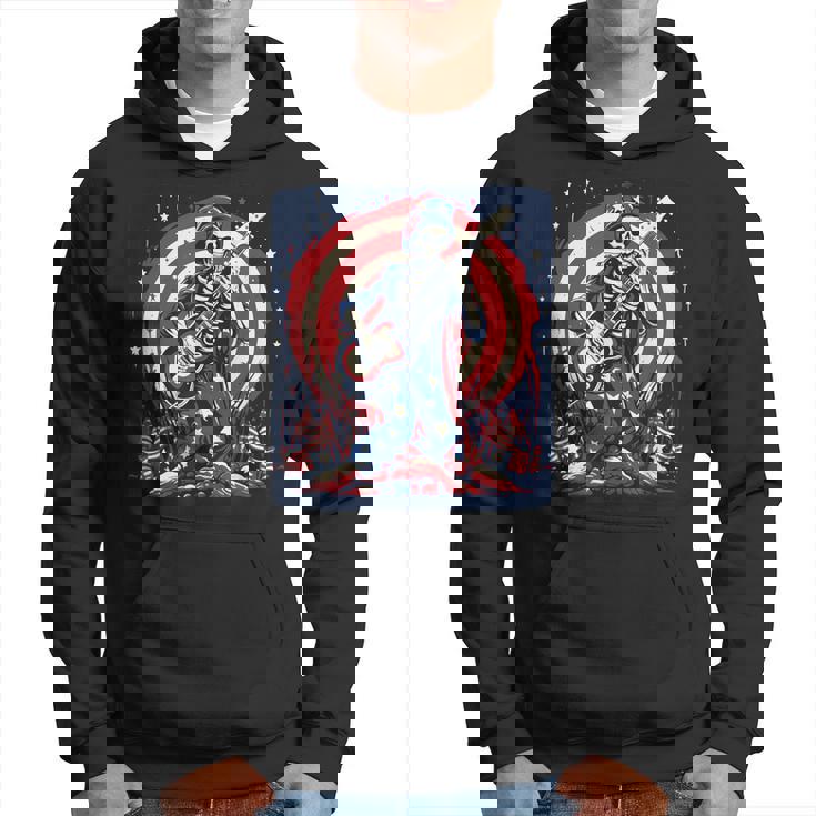 愛国的なスケルトン ロックンロールミュージック アメリカンスタイル パーカー