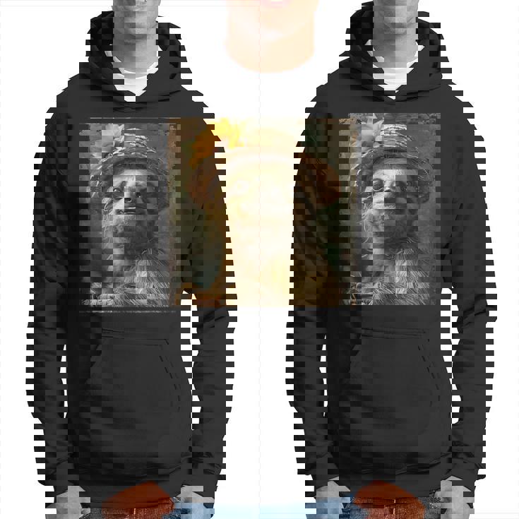 日よけ帽子をかぶったかわいいナマケモノ、面白いナマケモノ パーカー