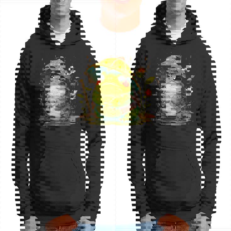 日本のかわいいコテージコアフロッグ 不機嫌な日本のカエル パーカー