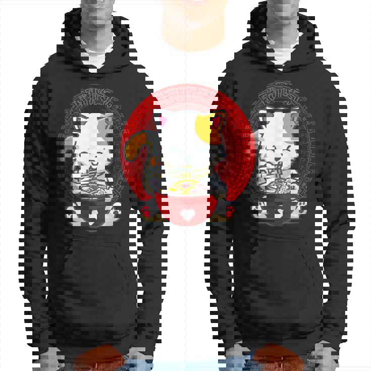 日本のカワイイ アニメ 猫 麺丼 猫 ラーメンを食べる パーカー