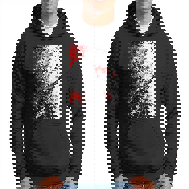 日本のクモユリ 侍 猫 グランジ 浮世絵 アニメアート パーカー