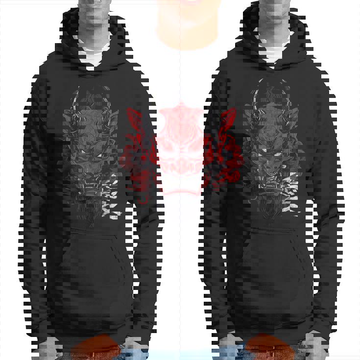 日本の伝統的な鬼の仮面日本の漢字アート パーカー