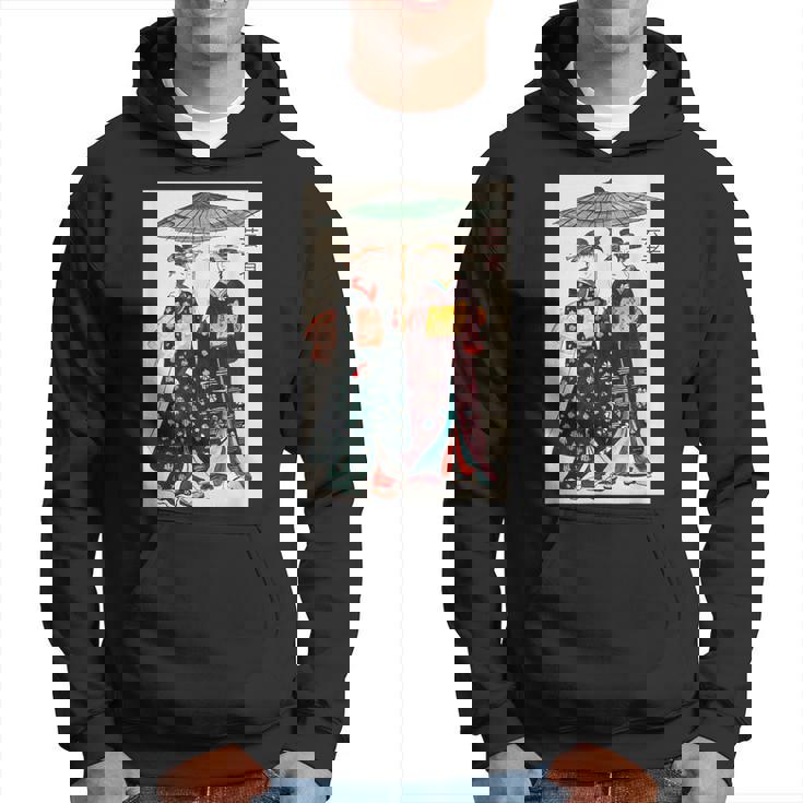 日本の伝統芸者 絵画 アート 水彩 お土産 パーカー