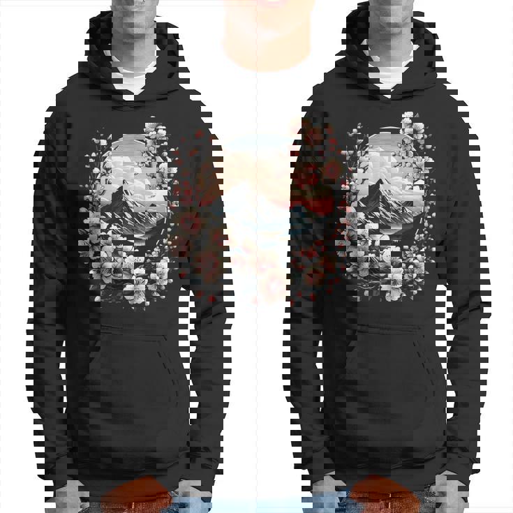 日本の桜 ピンク 桜 富士山 自然 アート パーカー