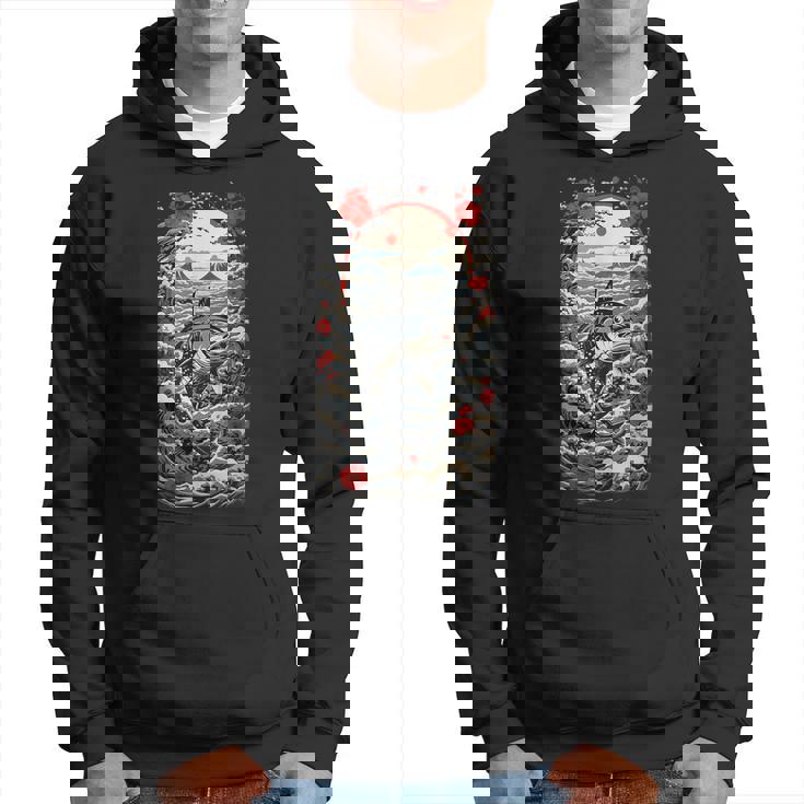 日本の美的マグロ漁師デザイン レトロ浮世絵 パーカー