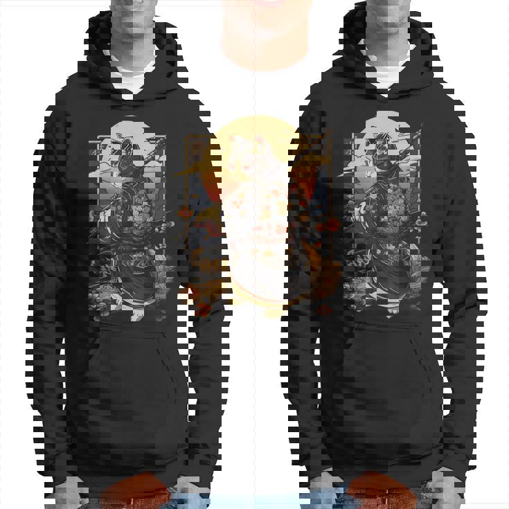 日本の芸術 猫 忍者 浮世絵 アニメスタイル サムライキャット パーカー