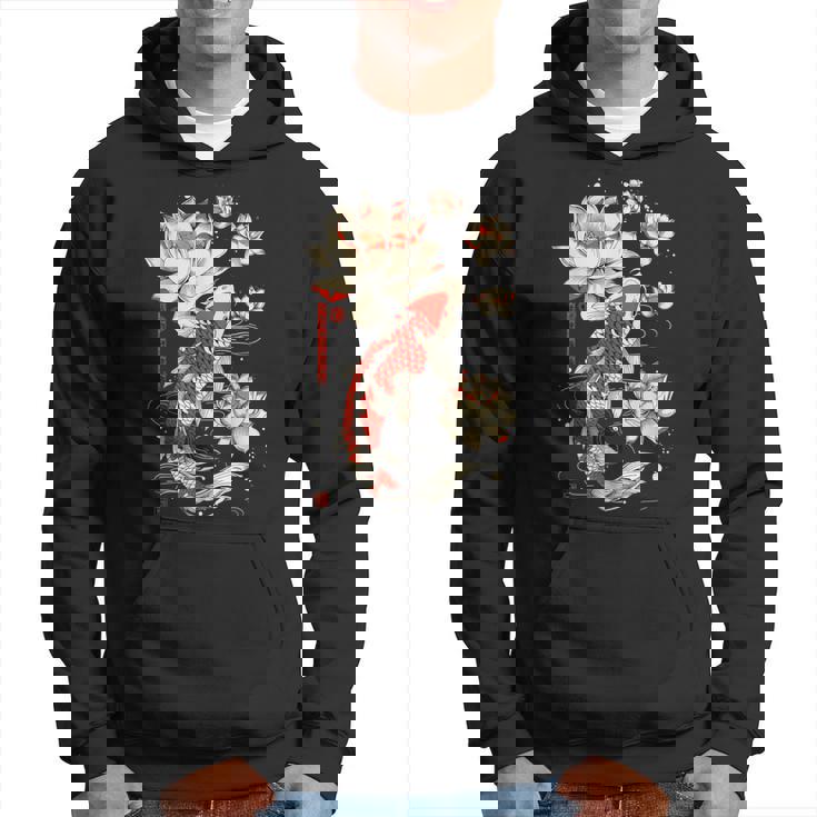 日本の鯉 魚 蓮の花 ヴィンテージ アート 日本 パーカー