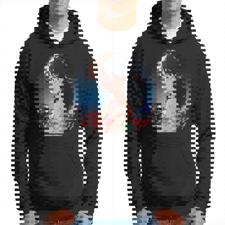 日本アニメ風 シティポップガール パーカー