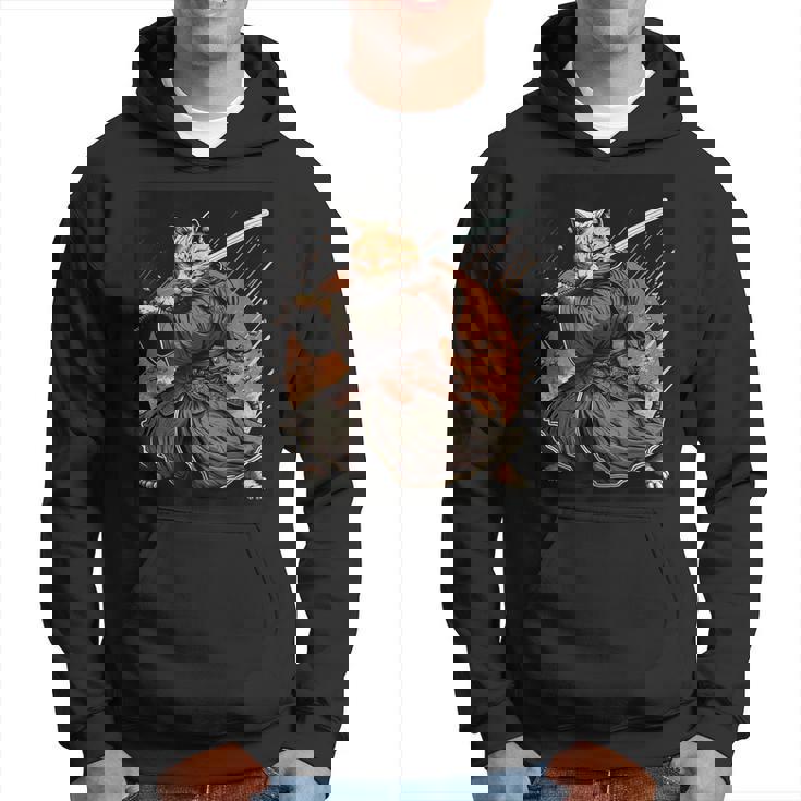 日本アート 猫 忍者 浮世絵 アニメ風 サムライキャット パーカー