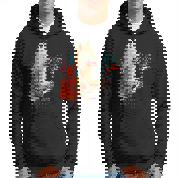 日本スピッツ 犬 モチーフ ペット 幾何学 日本スピッツ パーカー