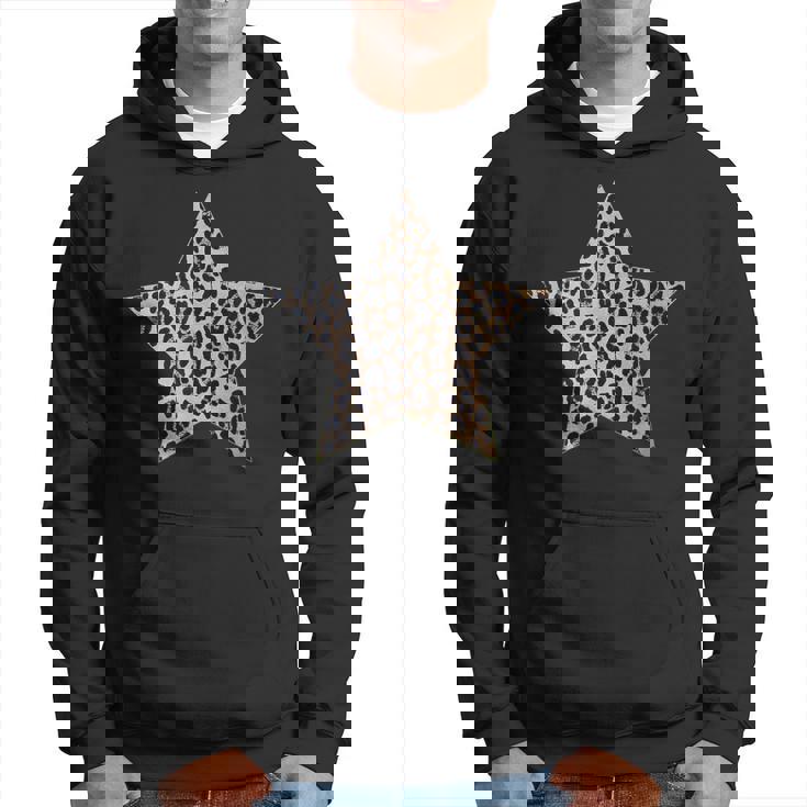 星型 かわいいチーターヒョウ柄グラフィック。 パーカー